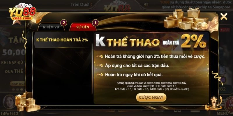 Tặng thưởng sự kiện, lễ tết, sinh nhật Yo88