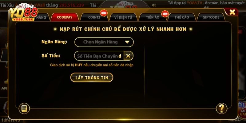 FAQ câu hỏi về nạp tiền Yo88